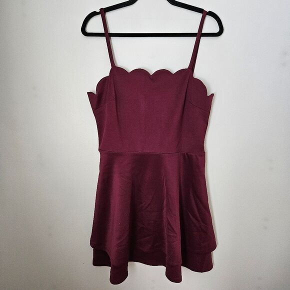 Xtraordinary Dress Mini Burgundy Scalloped Edge Spaghetti Strap Cocktail Wedding - Picture 1 of 11